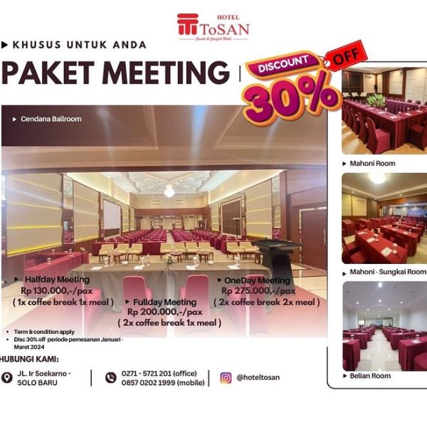 Tosan Hotel Solo Meeting Package